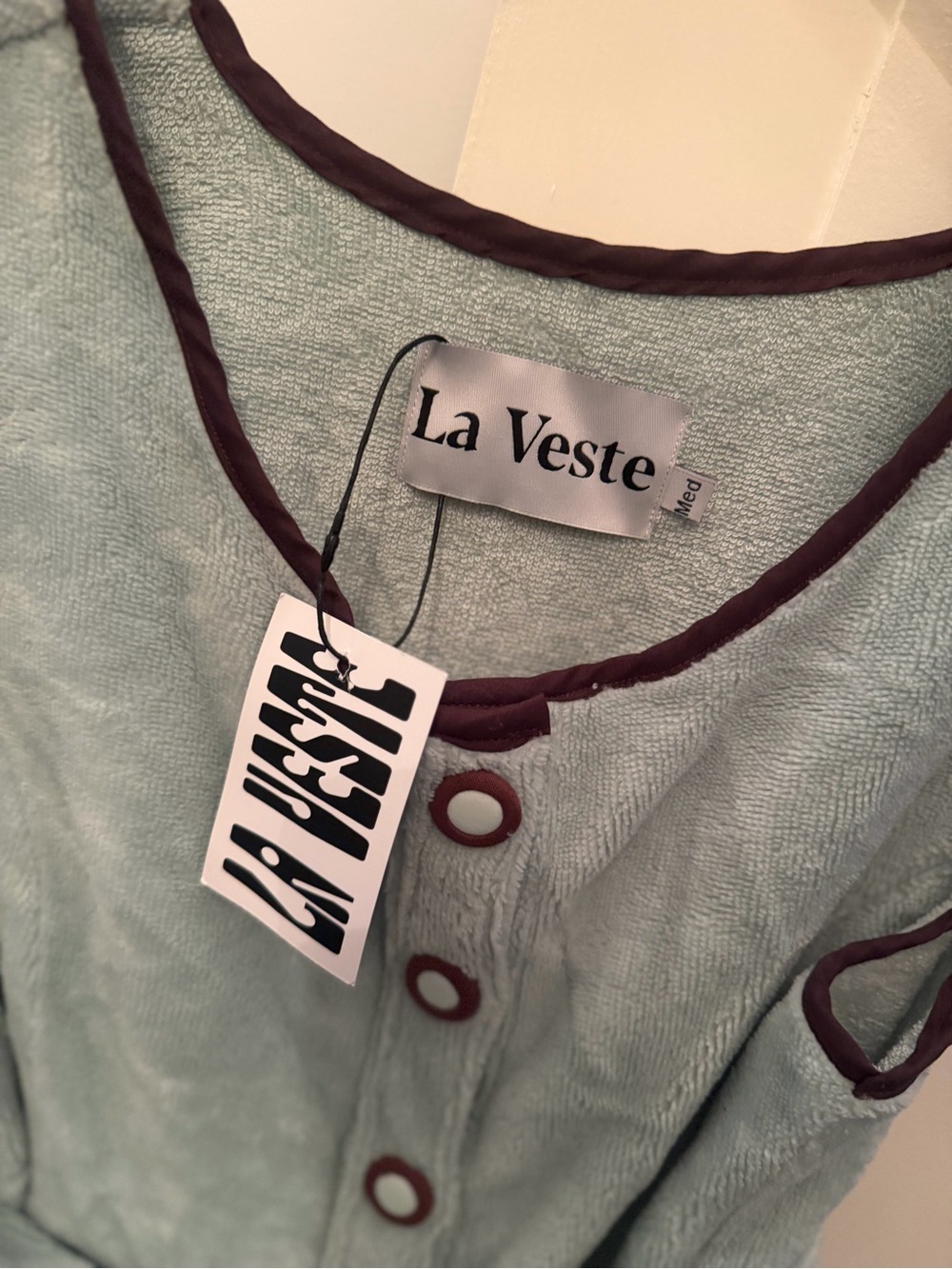 La Veste Mint Mini Dress with Brown Trim - Picture 2 of 2